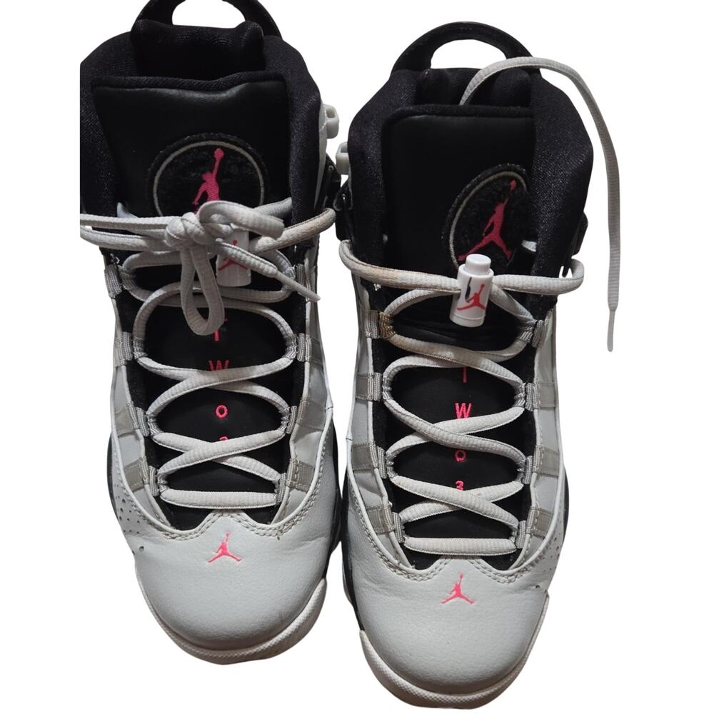 Air Jordan 6 Rings GG Size 6Y Pure Platinum Hyper Pink Black Sneakers